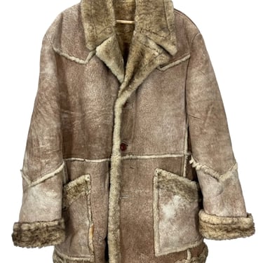 Vintage American Sheepherder Sheepskin Shearling Western Jacket Coat Sz 46 USA