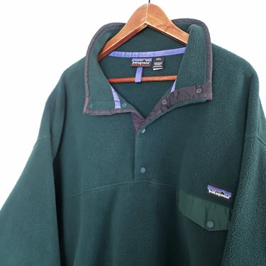 vintage Patagonia fleece / 90s Patagonia / 1990s green Patagonia Synchilla Snap T fleece sweatshirt XXL 