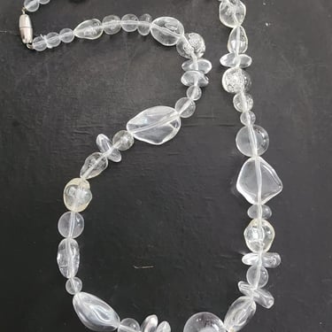 Vintage 80s Chunky Necklace Clear Lucite Beads 