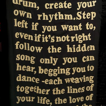 Black &quot;Move To Your Own Drum&quot; Wool Poetry Scarf/Throw
