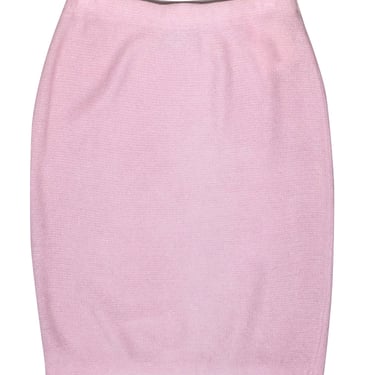 St. John - Light Pink Metallic Wool Blend Knit Pencil Skirt Sz 6