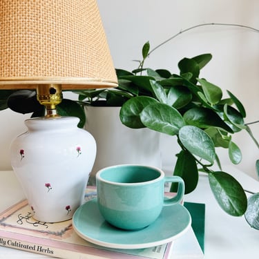 Petite Floral Lamp with Burlap Shade