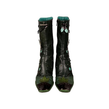 Prada Green Leather Leaf Boots