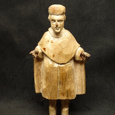 Antique Small 5 Inch 1800's Santos , Antique Hand Carved Saint, Vintage Religious Folk Art, Acplyte 