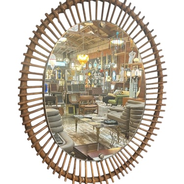 Vintage Italian Rattan Mirror, 1960s