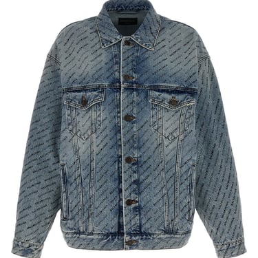 Balenciaga Women All-Over Logo Denim Jacket