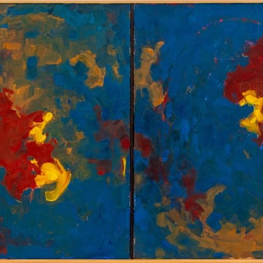 Robert O'Meara Abstract Composition Diptych Oil