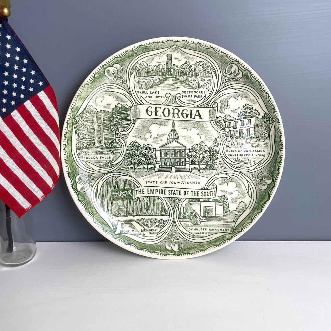 Georgia souvenir transferware state plate - vintage 1960s road trip ...