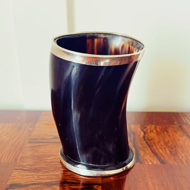 Horn Tumbler with Silver Rim, Large