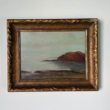 60's Vintage Impressionist Coastal Landscape Oil Painting, Signed 