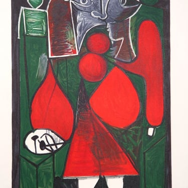 Femme en Rouge sur Fauteuil, Pablo Picasso (After), Marina Picasso Estate Lithograph Collection 