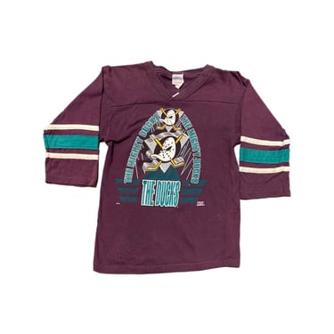 (M) Purple The Mighty Ducks Scrimmage Quarter Sleeve T-Shirt 081922 JF