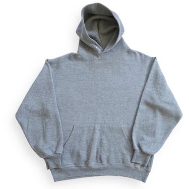 vintage hoodie / grey sweatshirt / 1980s Jerzees grey blank hoodie pullover sweatshirt Large 