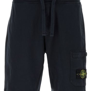 Stone Island Man Navy Blue Cotton Bermuda Shorts