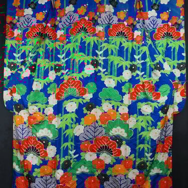 Japan floral Kimono wedding dress Uchikake hand made 1980s silk hand craft 
