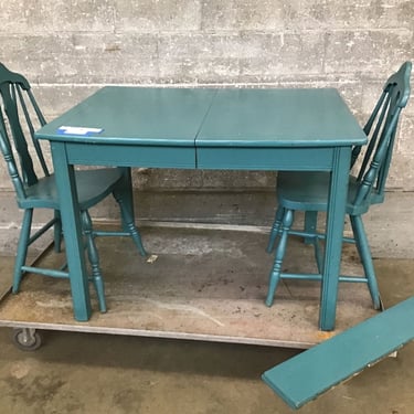 Teal Table & Fiddleback Chairs (3 pc) (Seattle)