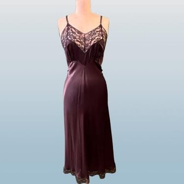 1950s silky lace slip dark navy full slip dress 36 