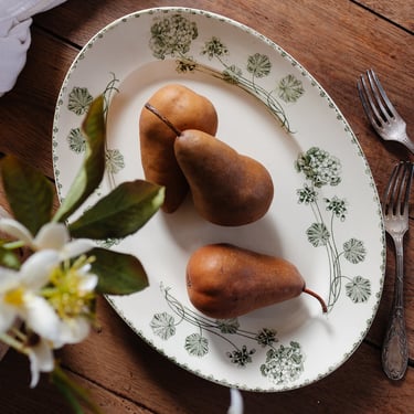 antique french &quot;geranium&quot; platter by sarreguemines