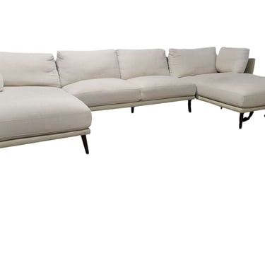 White 3pc MCM Double Chaise Sectional