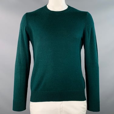 PRADA Size XL Forest Green Knit Cashmere Crew Neck Pullover