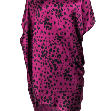 Trina Turk - Purple Leopard Print Off the Shoulder Kaftan Dress Sz S