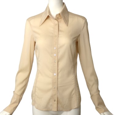 GUCCI- 2004 Ivory Jacquared Blouse, Size 8