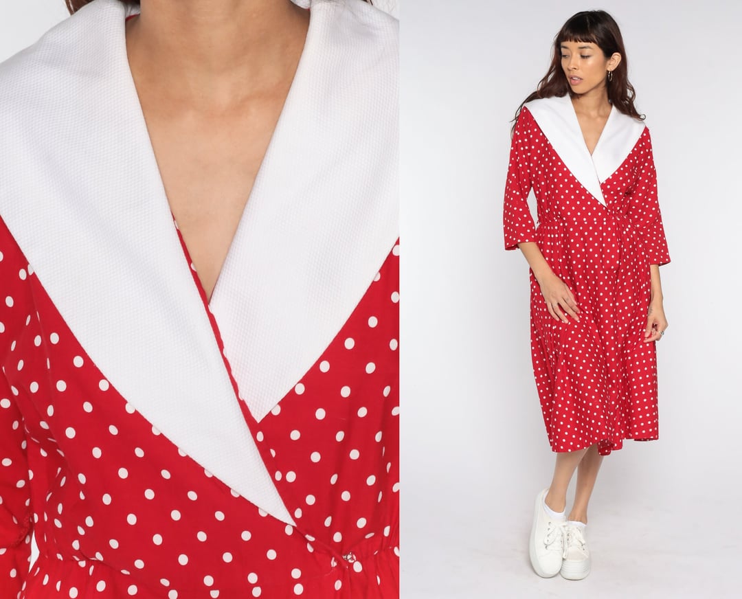 80s B&W Dot Pattern Professional Dress With Pockets main image 0