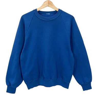 Vintage 80's Blank Blue Raglan Sweatshirt Small