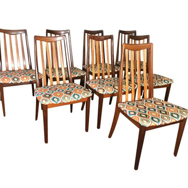 Set of 8 Mid Century Modern Danish Teak Dining Chairs by G Plan Slat Back 