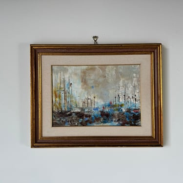 Charles Ortega (French, 1925-2006) Harbour scene Oil Painting 