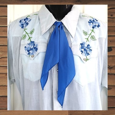 Vintage Western Neck Scarf, Neck Tie, Apache Tie, Neckerchief, Square Dance or Rockabilly, Royal Blue, Unknown Brand 