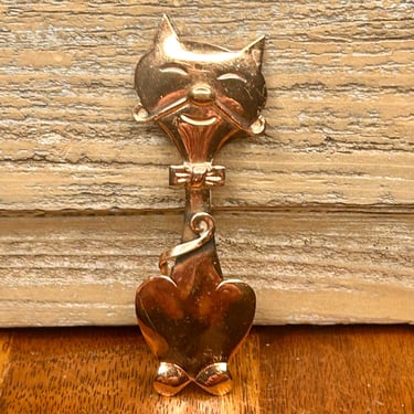 Vintage Copper Cat Brooch Copper Jewelry Pin Retro Fashion Cute Kitty 