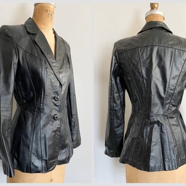 Vintage ‘80s black leather blazer | Wilson’s leather jacket, marked 10 fits a S/M 