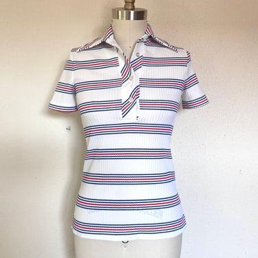 1970s striped knit collared shirt 