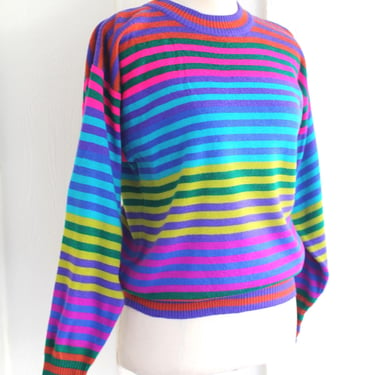 OBERMEYER - 1970-80s - Striped Ski Sweater - Marked size Jr 16 - Estimated S/M 