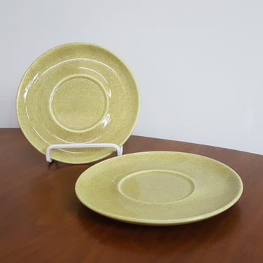 Set of 2 W. S. George Ranchero Green Speckled Saucer Plates 