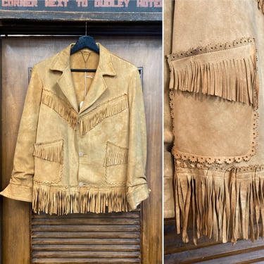 Vintage 1950’s Western Fringe Cowboy Leather Rockabilly Jacket, Custom Vintage, 50’s Western Wear, Vintage Clothing 
