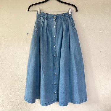1980 snap front denim skirt 