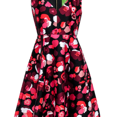 Kate Spade - Black w/ Red &amp; Pink Floral Print Sleeveless Dress Sz 6