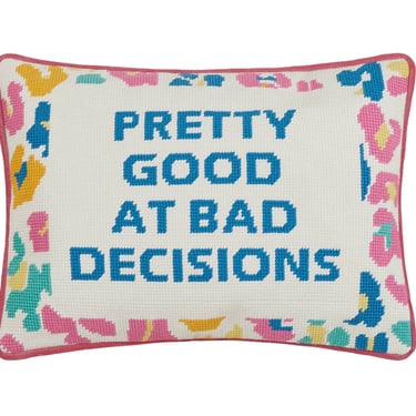 Pretty Good Embroidered Needlepoint Pillow