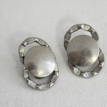 1960s Silver Double Circle Clip Earrings 