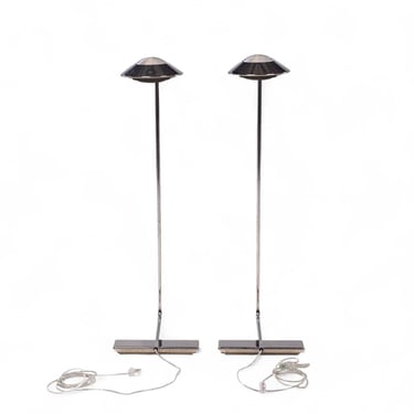 Cedric Hartman Mid Century Chrome Floor Lamps - Pair - mcm 
