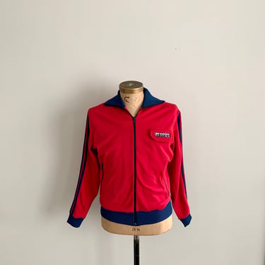 1980s vintage red and blue Adidas track jacket with hood-size M 