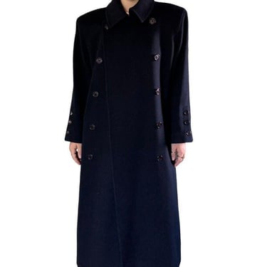 Vintage 1970s Harve Benard Womens Navy Blue 100% Wool Military Trench Coat Sz 14 