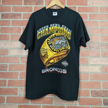 Vintage 90s NFL Denver Broncos Football ORIGINAL Superbowl Ring Tee - Large 
