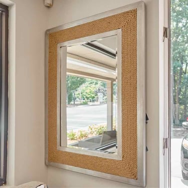 Pottery Barn Silver Mirror with Rope Trim