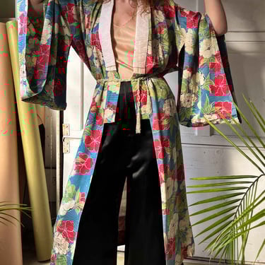 30s-40s Floral Silk Kimono