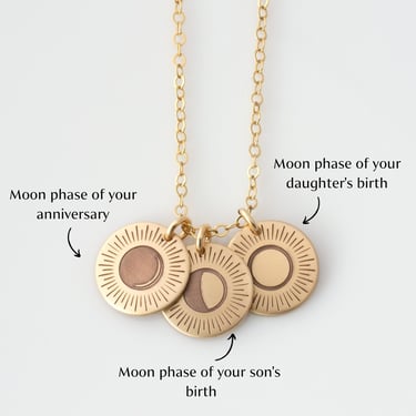 Moon Necklace, Custom Personalized Moon Phase Necklace, Zodiac Moon Necklace, Celestial Necklace, Lunar Phase Necklace, Gift for Her 