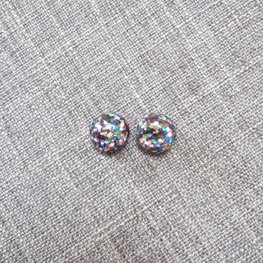 Glitter Stud Earrings Rainbow Confetti Studs 