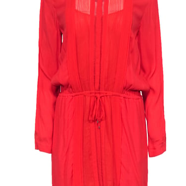 Diane von Furstenburg - Hot Orange Long Sleeve Snap Front Dress Sz 8